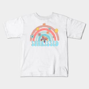 SUNKISSED, rainbow, pastel, summer, butterfly, flowers, floral, gift Kids T-Shirt